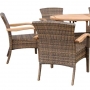 set 28 -- bora-bora stackable armchairs (cpw-002) & 39 x 63 inch las pozas oval dining table color grand cognac (tpw-l001)